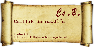 Csillik Barnabás névjegykártya